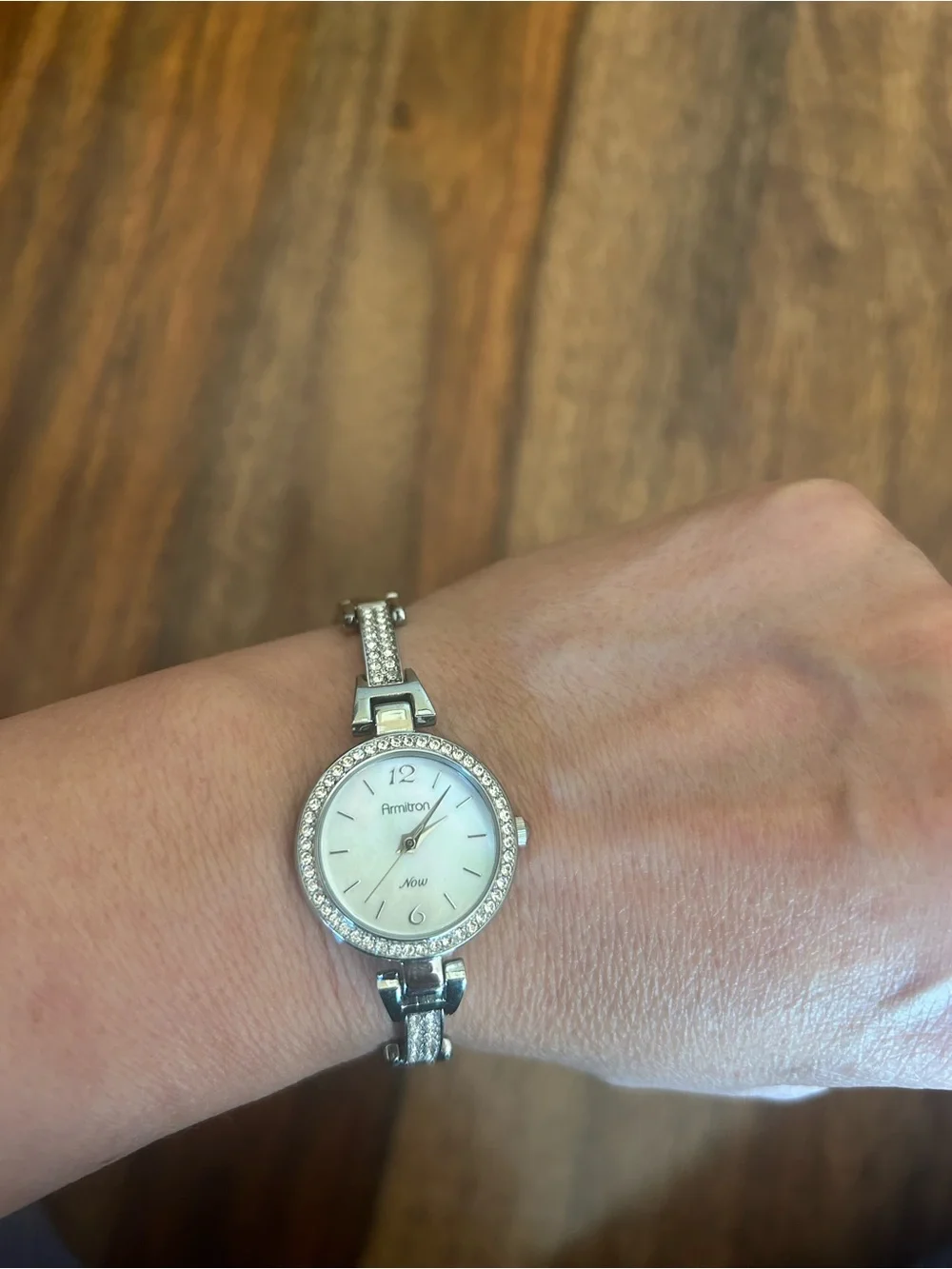 Armitron Women's Silver-tone Crystal Accent Bracelet Watch